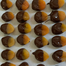 Load image into Gallery viewer, Gift Box of Belgian MILK Chocolate Dipped Dried Apricots, 5 OZ