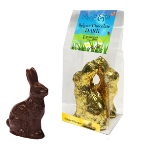 Easter Gourmet Belgian DARK Chocolate Bunny - Gift Bag - 4 Easter bunnies individually foil wrapped