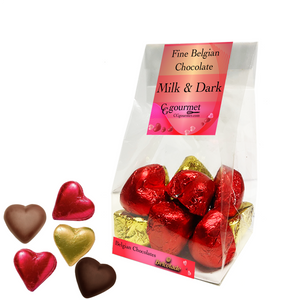 Valentine's Day Gift Bag of Belgian Milk & Dark Chocolate Hearts - 10 chocolates
