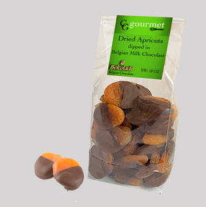 Gift Bag of Belgian Milk Chocolate Dipped Dried Apricots, 10 OZ