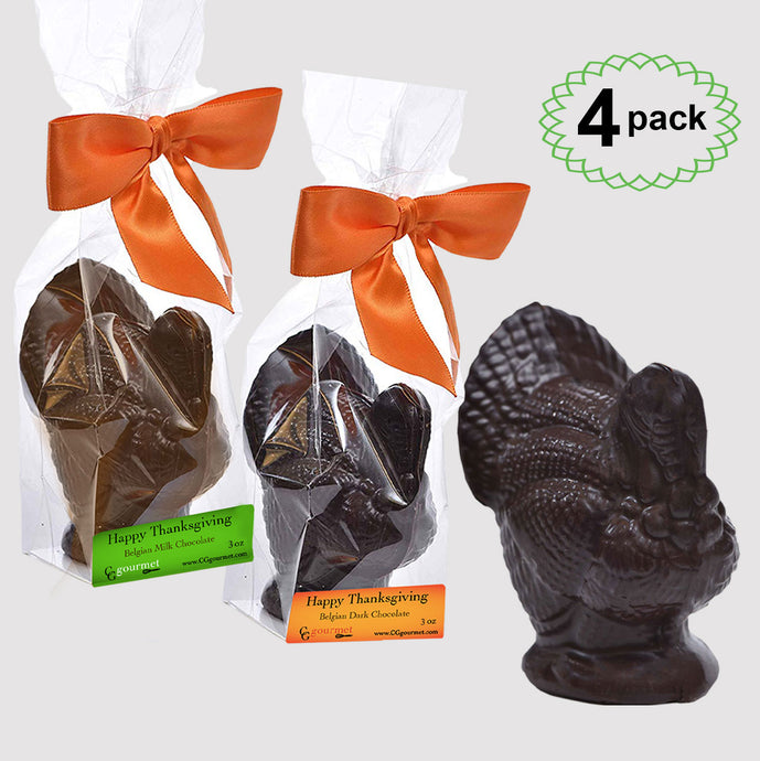 Thanksgiving Gourmet Milk and Dark Chocolate Turkey Favors, 4-pack - 12 OZ