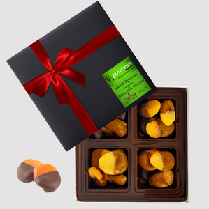 Gift Box of Belgian MILK Chocolate Dipped Dried Apricots, 5 OZ