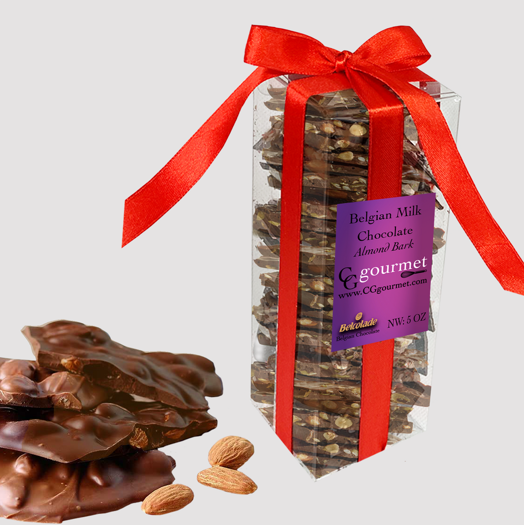 Belgian MILK Chocolate Almond Bark Gift Box – 5 OZ