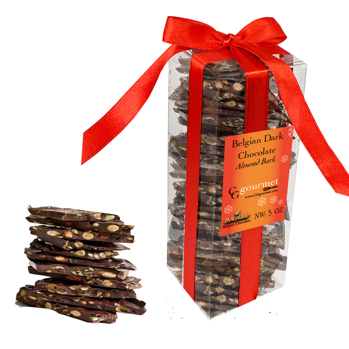 Belgian Dark Chocolate Almond Bark Gift Box – 5 OZ